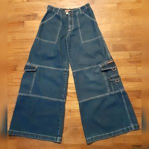 Y2K Denim Wide Leg Cargo Skate Rave Pants by Breakdown